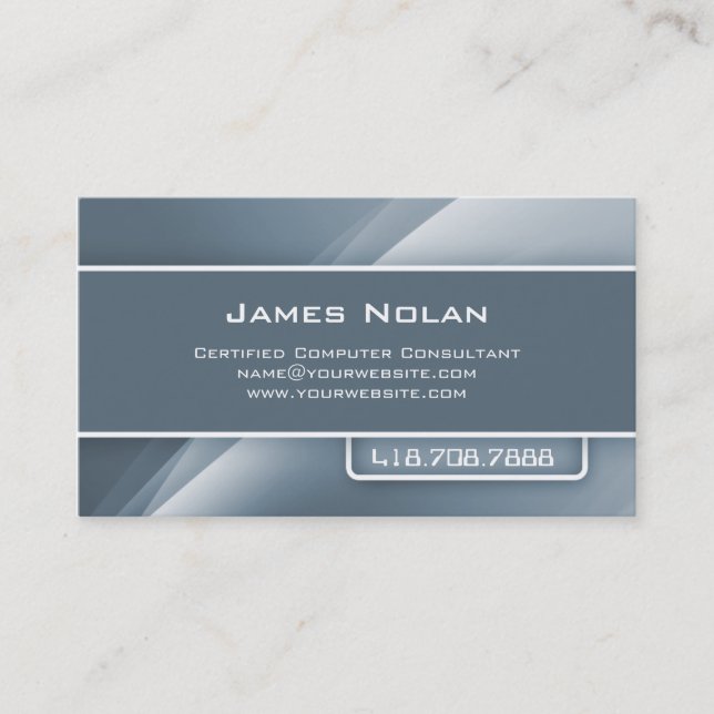 Computer Business Cards Gray Abstract Rays (Front)
