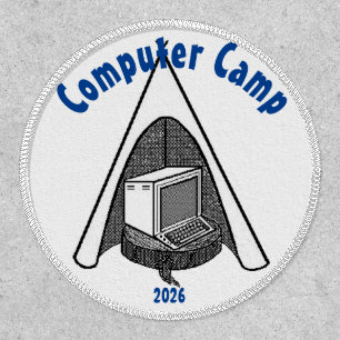 Computer Camp 3" Circle, White Stitching, Iron-On Patch