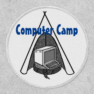Computer Camp 3" Circle, White Stitching, Iron-On Patch