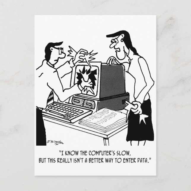 Computer Cartoon 1870 Postcard (Front)