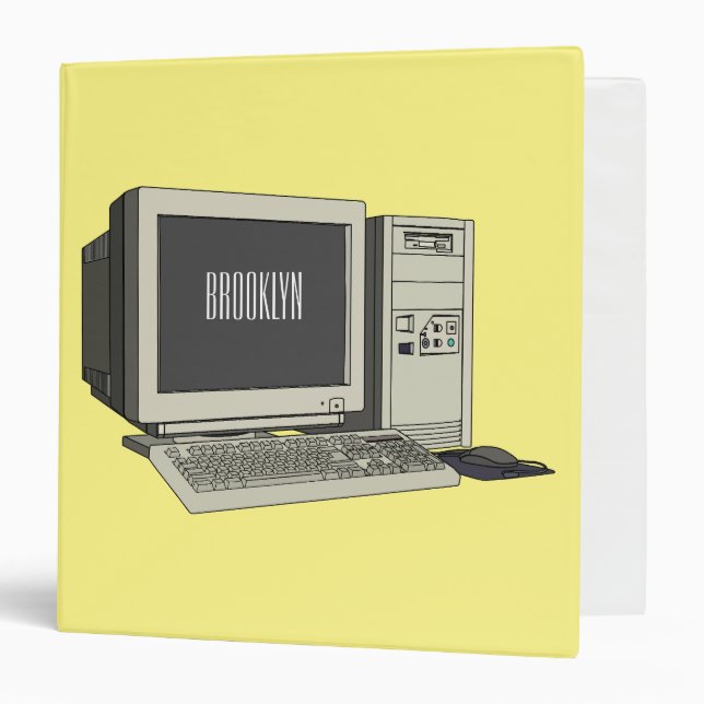 Computer cartoon illustration  3 ring binder (Front/Inside)