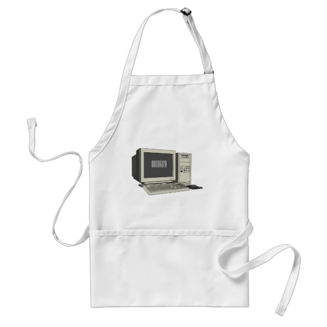 Computer cartoon illustration  adult apron (Front)