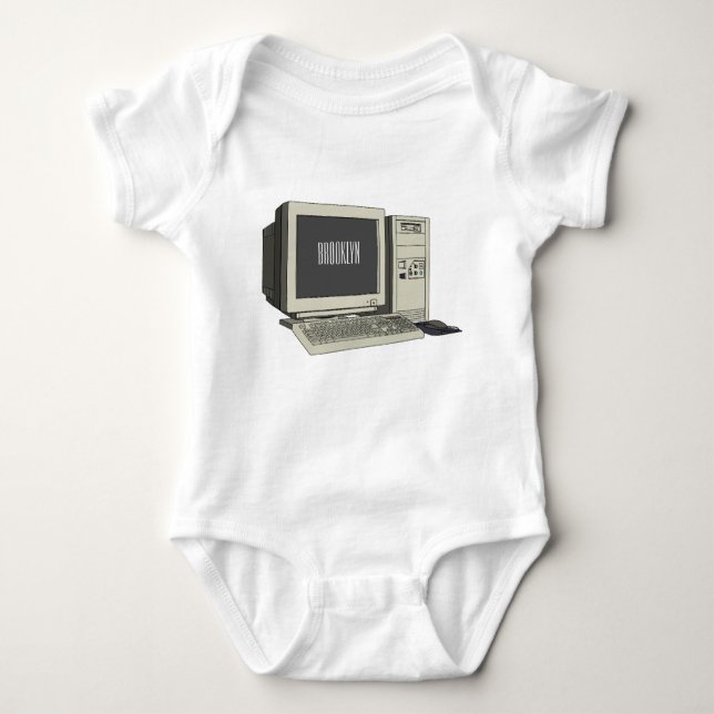 Computer cartoon illustration  baby bodysuit (Front)