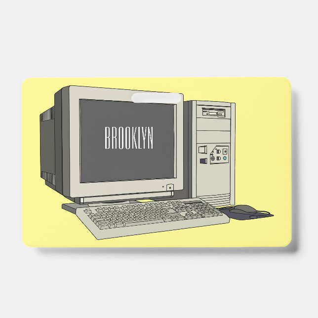 Computer cartoon illustration  badge (Front)