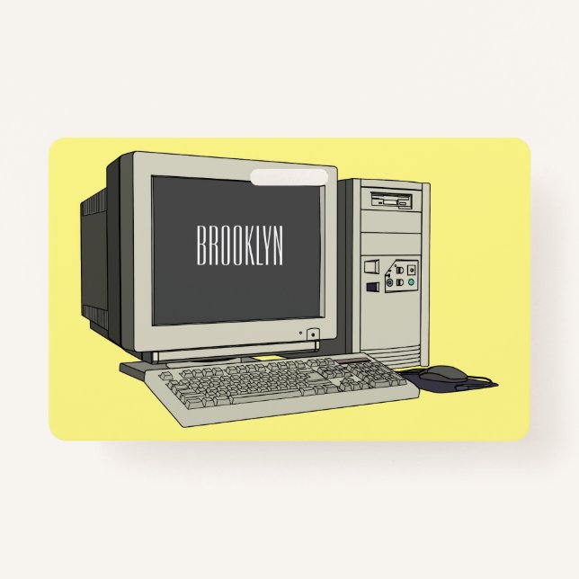 Computer cartoon illustration  badge (Front)