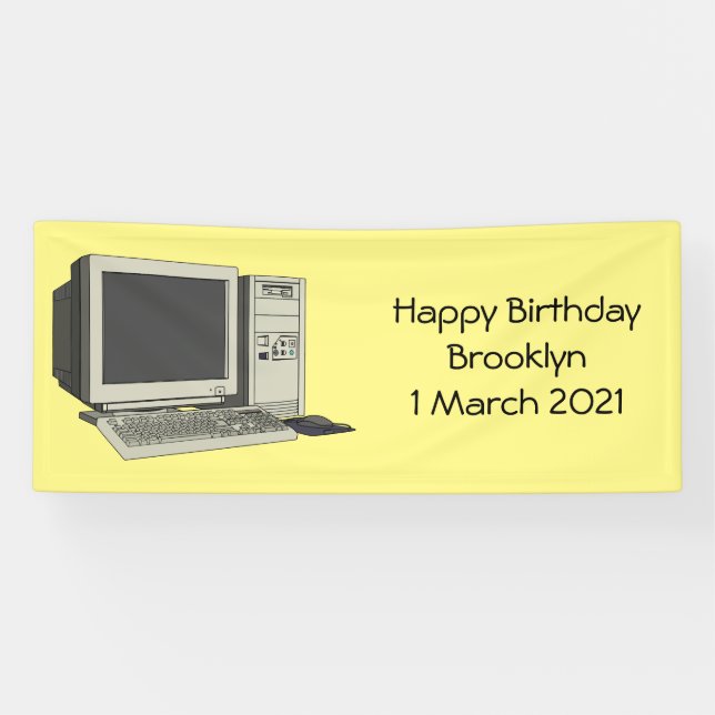 Computer cartoon illustration banner (Horizontal)