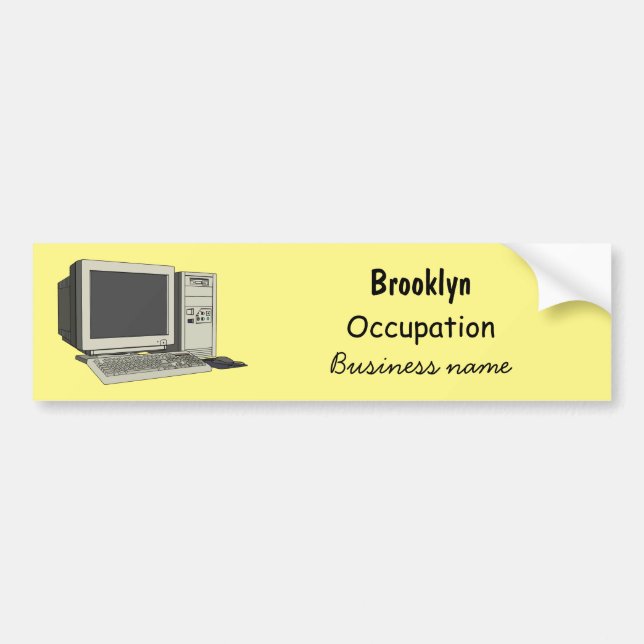 Computer cartoon illustration bumper sticker