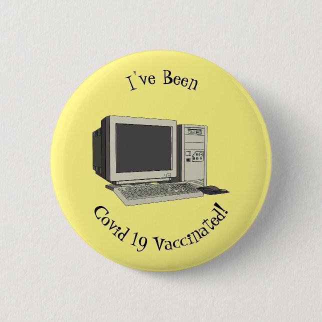 Computer cartoon illustration button (Front)