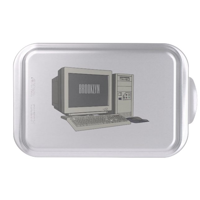 Computer cartoon illustration  cake pan (Front)