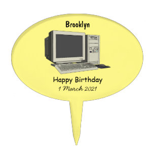 Computer cartoon illustration cake topper