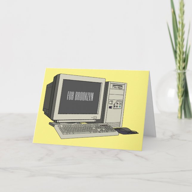 Computer cartoon illustration  card (Front)
