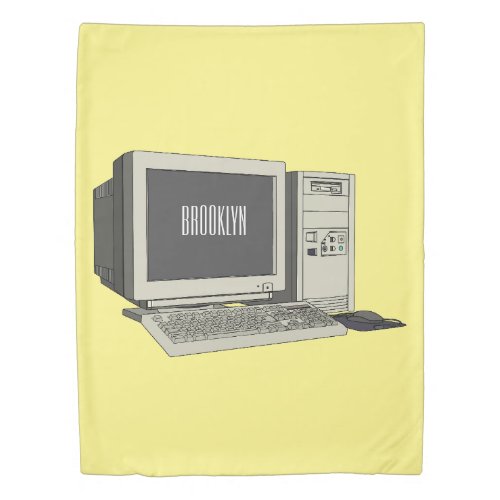 Computer cartoon illustration  duvet cover