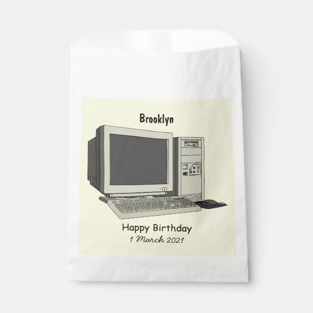 Computer cartoon illustration favor bag (Front)