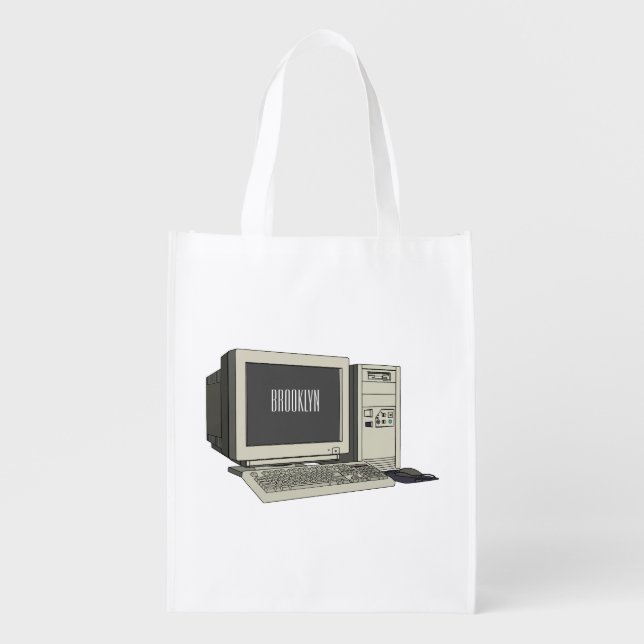 Computer cartoon illustration  grocery bag (Front)