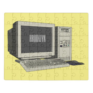 Computer cartoon illustration  jigsaw puzzle