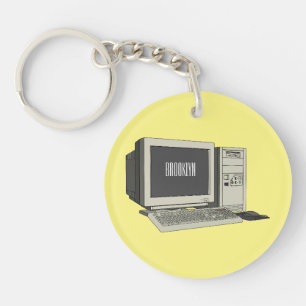 Computer cartoon illustration keychain