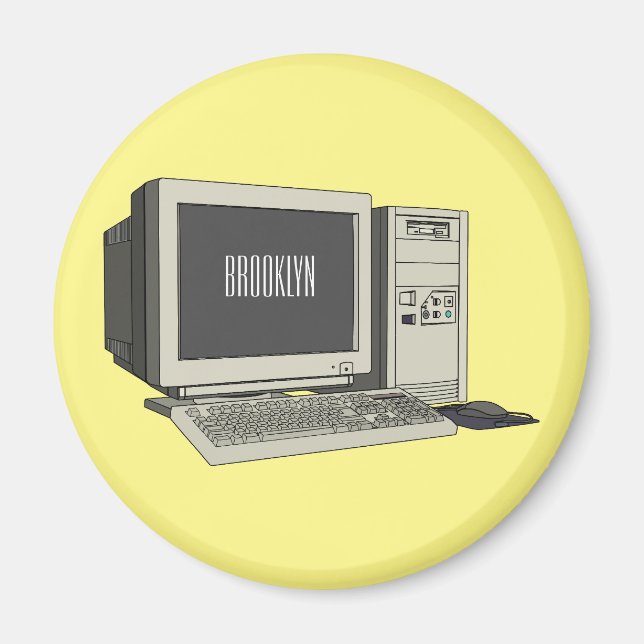 Computer cartoon illustration  magnet (Front)