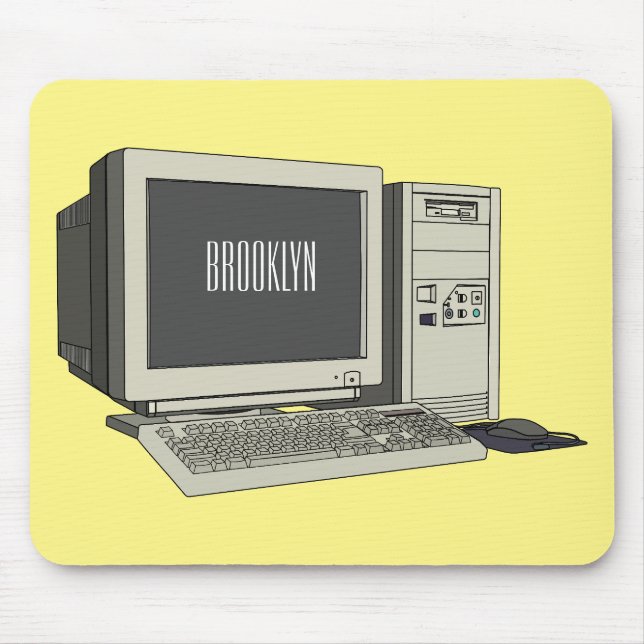 Computer cartoon illustration  mouse pad (Front)