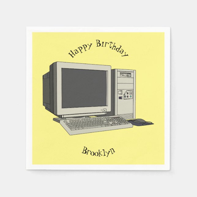 Computer cartoon illustration napkins (Front)