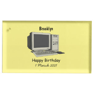 Computer cartoon illustration place card holder