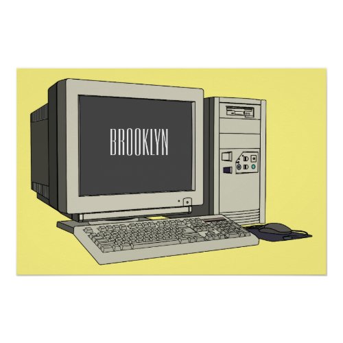Computer cartoon illustration  poster