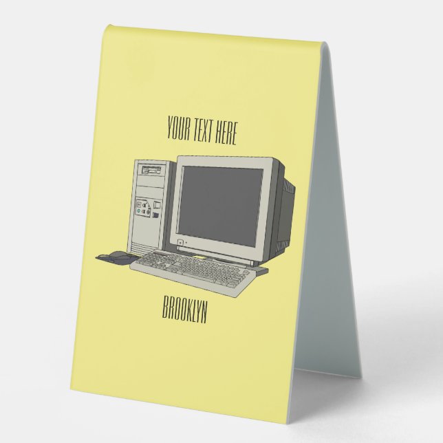 Computer cartoon illustration  table tent (Front)