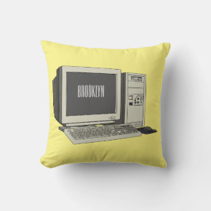 Computer cartoon illustration  throw pillow