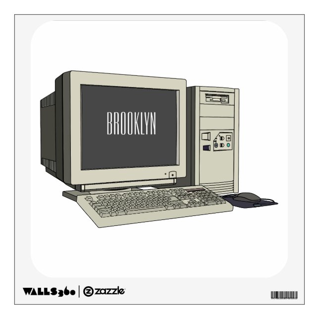 Computer cartoon illustration  wall decal (Front)