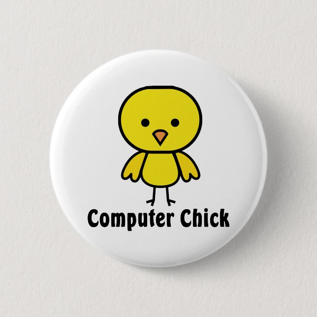 Computer Chick Pinback Button (Front)
