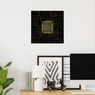 Computer Chip Art Foil Print