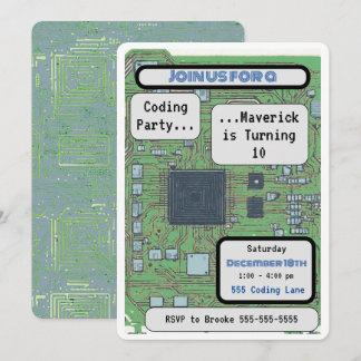 Computer Chip Coding Birthday Party Invitation