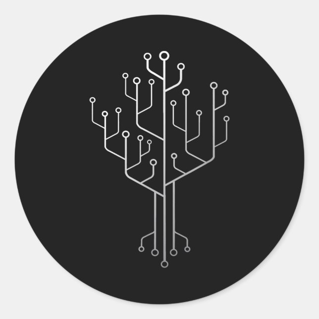 Computer Chip Tree Programmer Coder Engineer Tech Classic Round Sticker (Front)