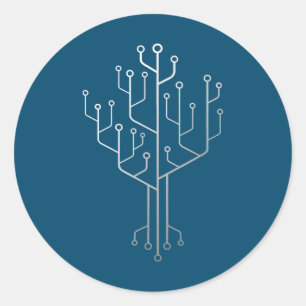 Computer Chip Tree Programmer Coder Engineer Tech Classic Round Sticker