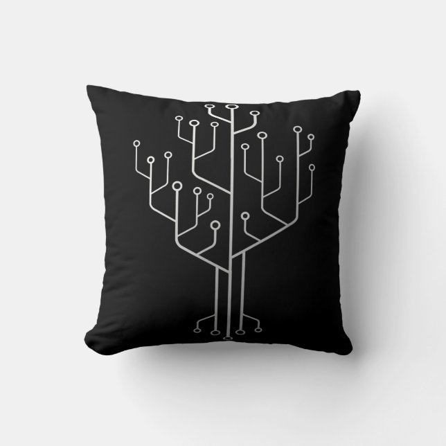 Computer Chip Tree Programmer Coder Engineer Tech Throw Pillow (Front)