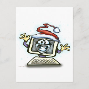 Computer Christmas Holiday Postcard