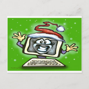 Computer Christmas Holiday Postcard