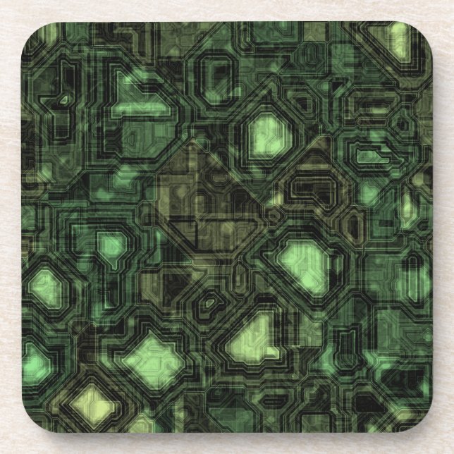 Computer circuit background beverage coaster (Front)