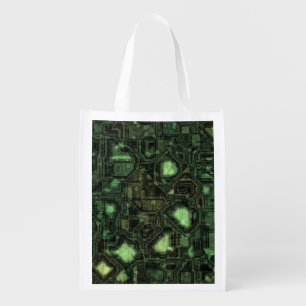 Computer circuit background grocery bag