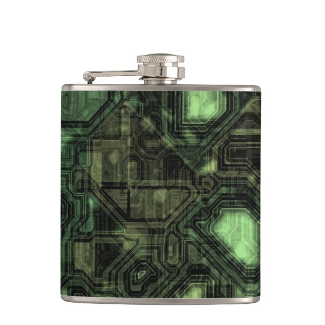 Computer circuit background hip flask (Front)