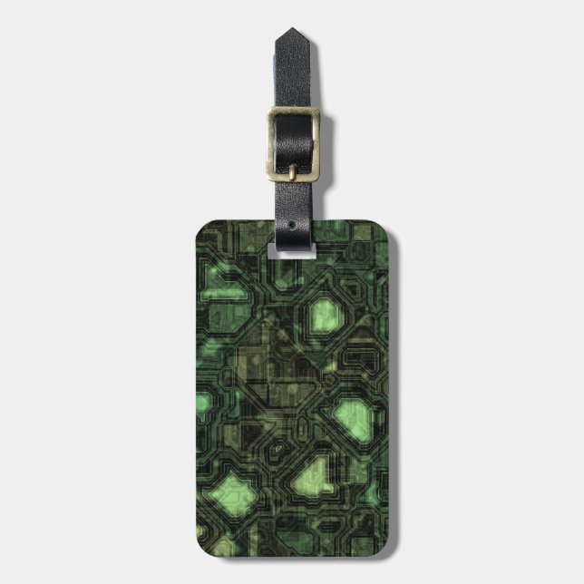 Computer circuit background luggage tag (Front Vertical)