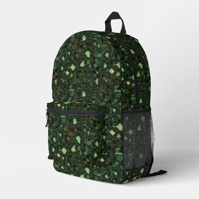 Computer circuit background printed backpack (Back Corner Right)