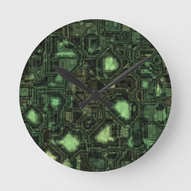 Computer circuit background round clock | Zazzle