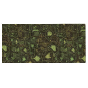 Computer circuit background wood flash drive