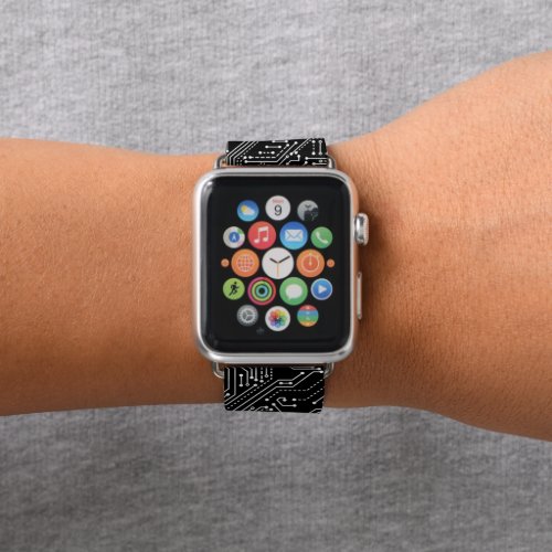 Computer Circuit Board Apple Watch Leather Band