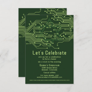 Computer Circuit Board Bar Mitzvah Reception Enclosure Card