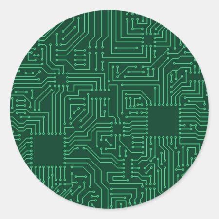 Computer Circuit Board Classic Round Sticker