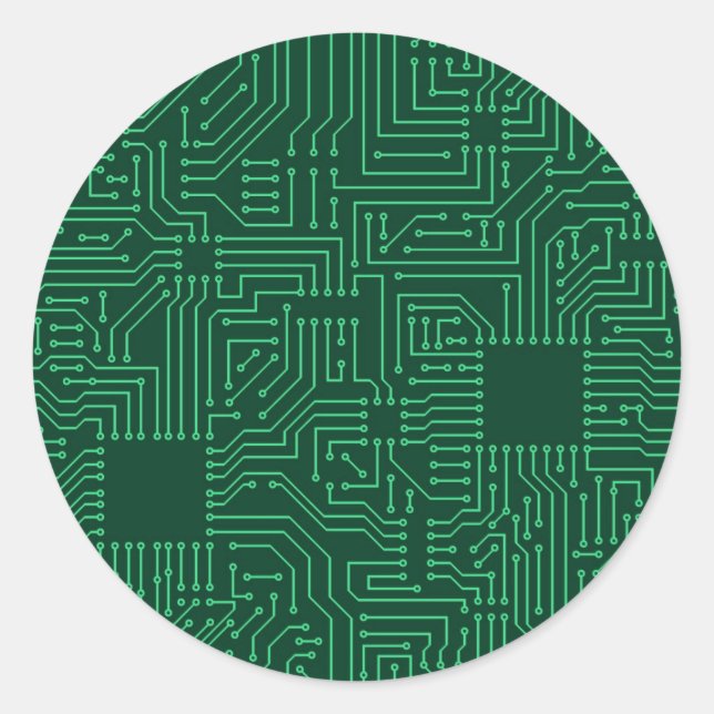 Computer circuit board classic round sticker (Front)