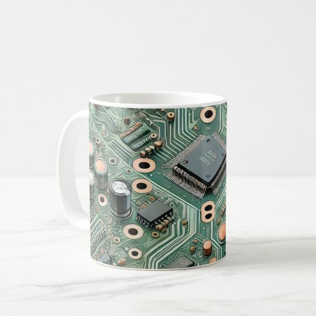 Computer Circuit Board Coffee Mug (Front Left)