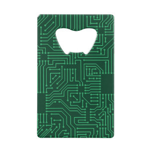 Computer circuit board credit card bottle opener