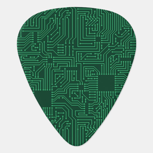 Computer circuit board guitar pick (Front)